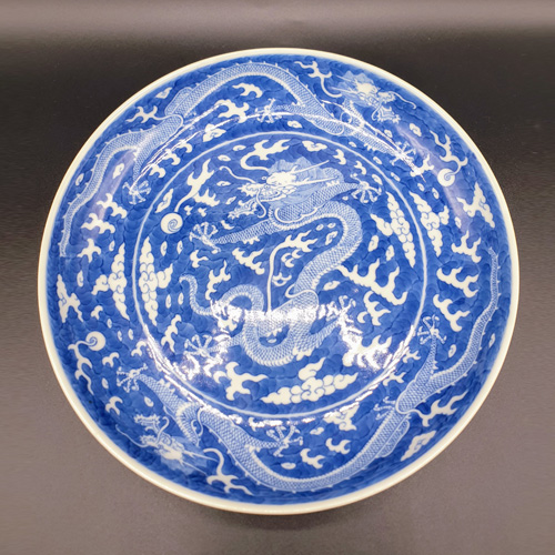 清同治青花云龙戏珠大盘【藏品之十三】