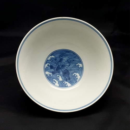 清道光青花海兽纹撇口碗 【藏品之五】