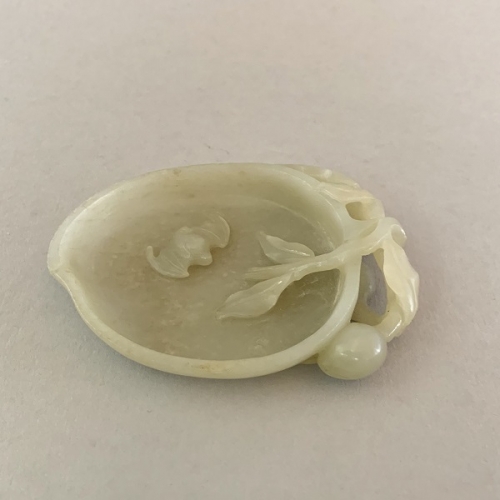 清代青白玉 福寿笔舔