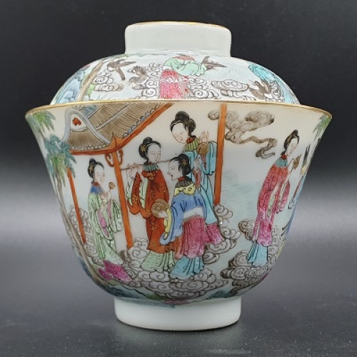 清道光粉彩鹊桥相会盖碗【藏品之25】